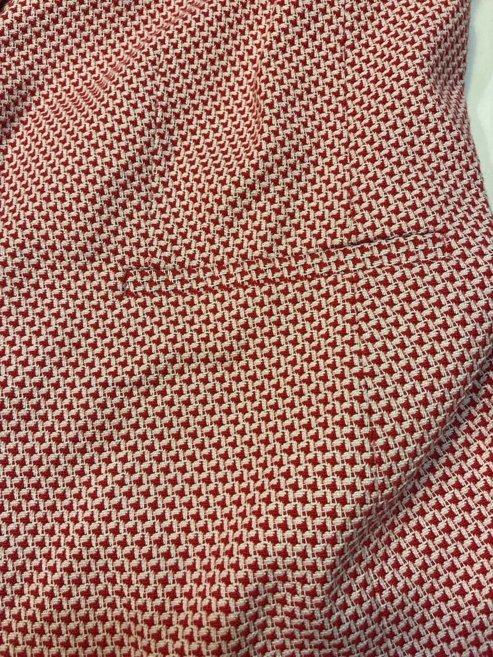 Boden Red and White Textured Houndstooth Single Breasted Blazer Jacket - Picture 8 of 12